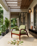 Designer Wooden Lounge Armchair – Premium Solid Wood Accent Chair with Cushioned Seat