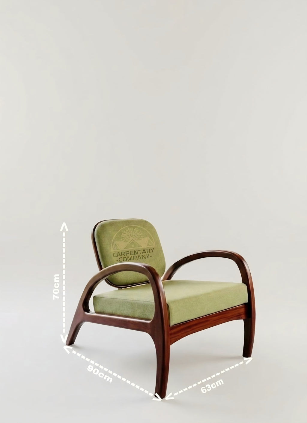 Designer Wooden Lounge Armchair – Premium Solid Wood Accent Chair with Cushioned Seat