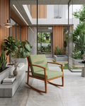 Modern Wooden Upholstered Armchair – Cushioned Office & Living Room Chair with Armrests
