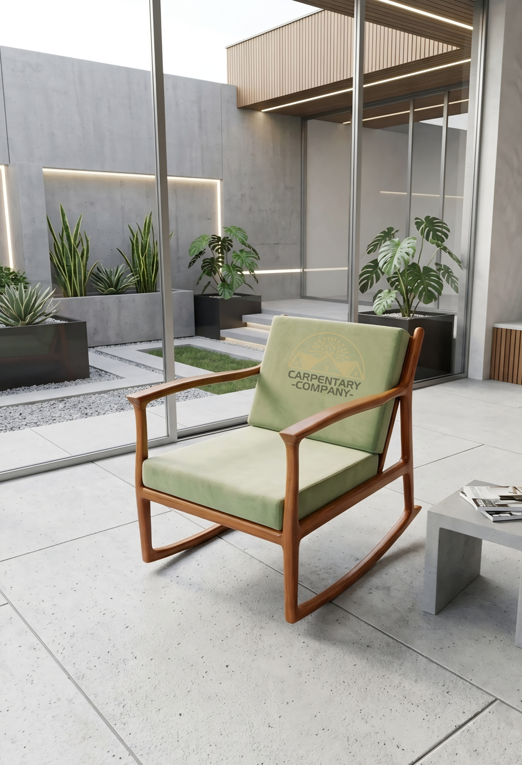Modern Wooden Upholstered Armchair – Cushioned Office & Living Room Chair with Armrests