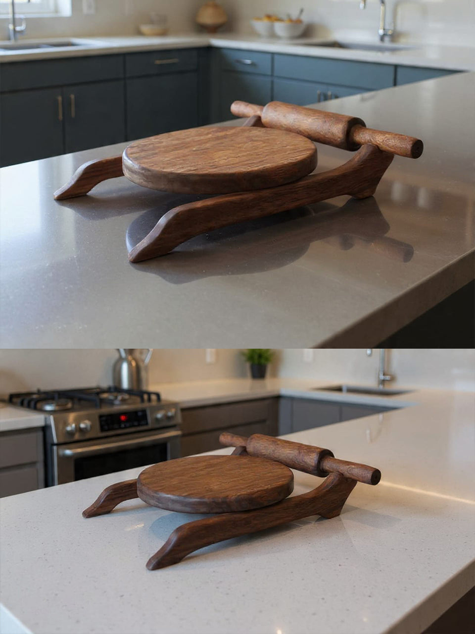 Premium Mahogany Chapathi Board and Roller Set